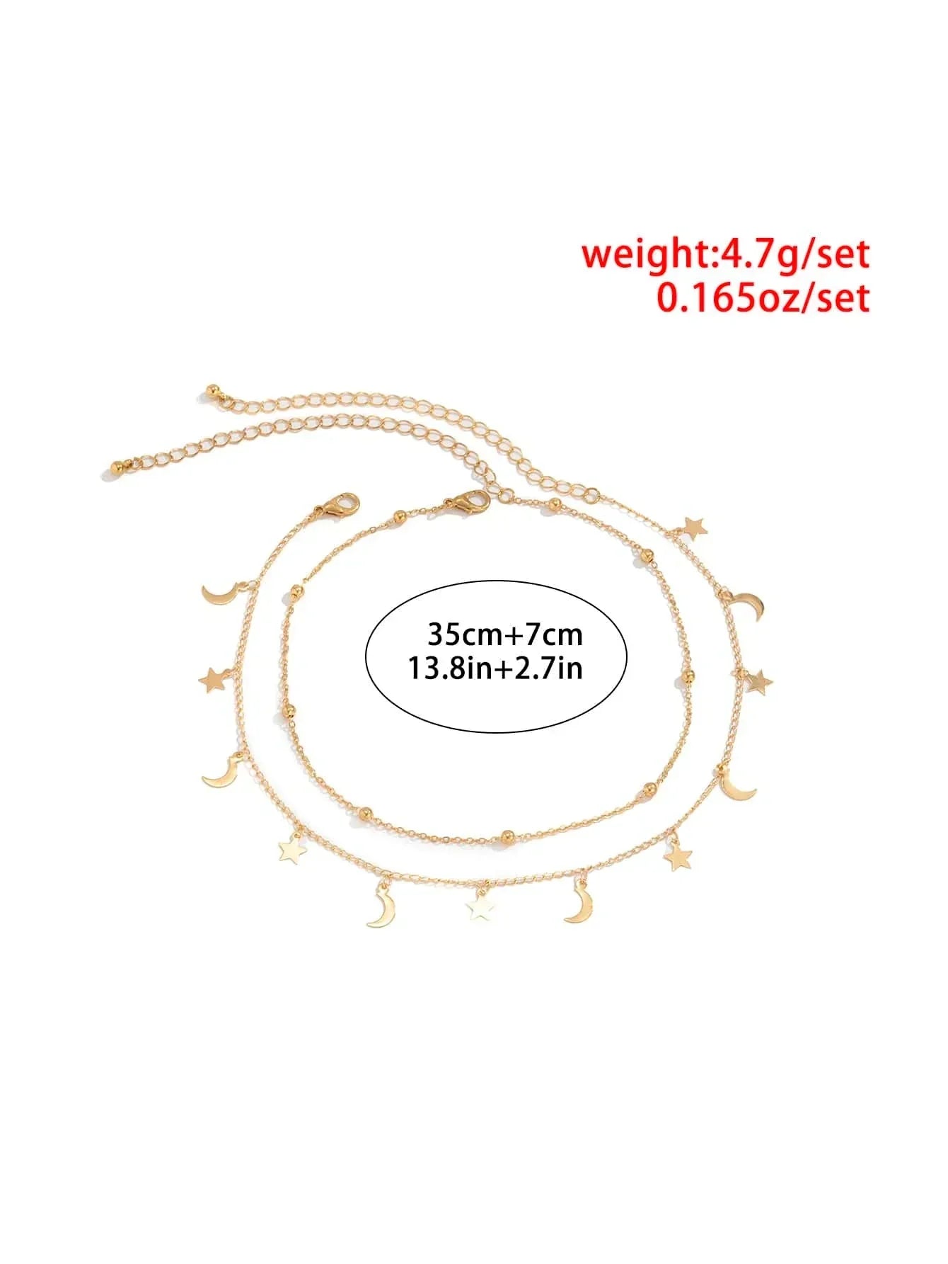 Buy Shein 2pcs Star Moon Charm Necklace in Pakistan
