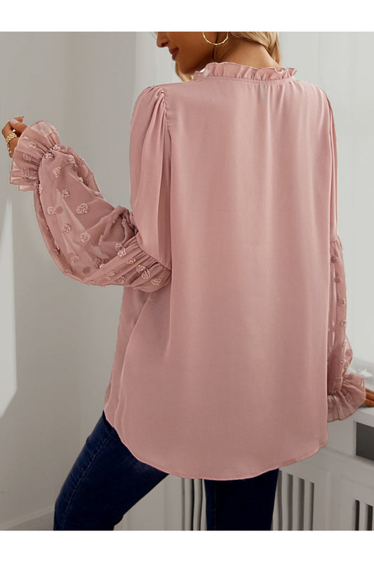 Buy Shein Swiss Dot Frill Trim Blouse - Small in Pakistan