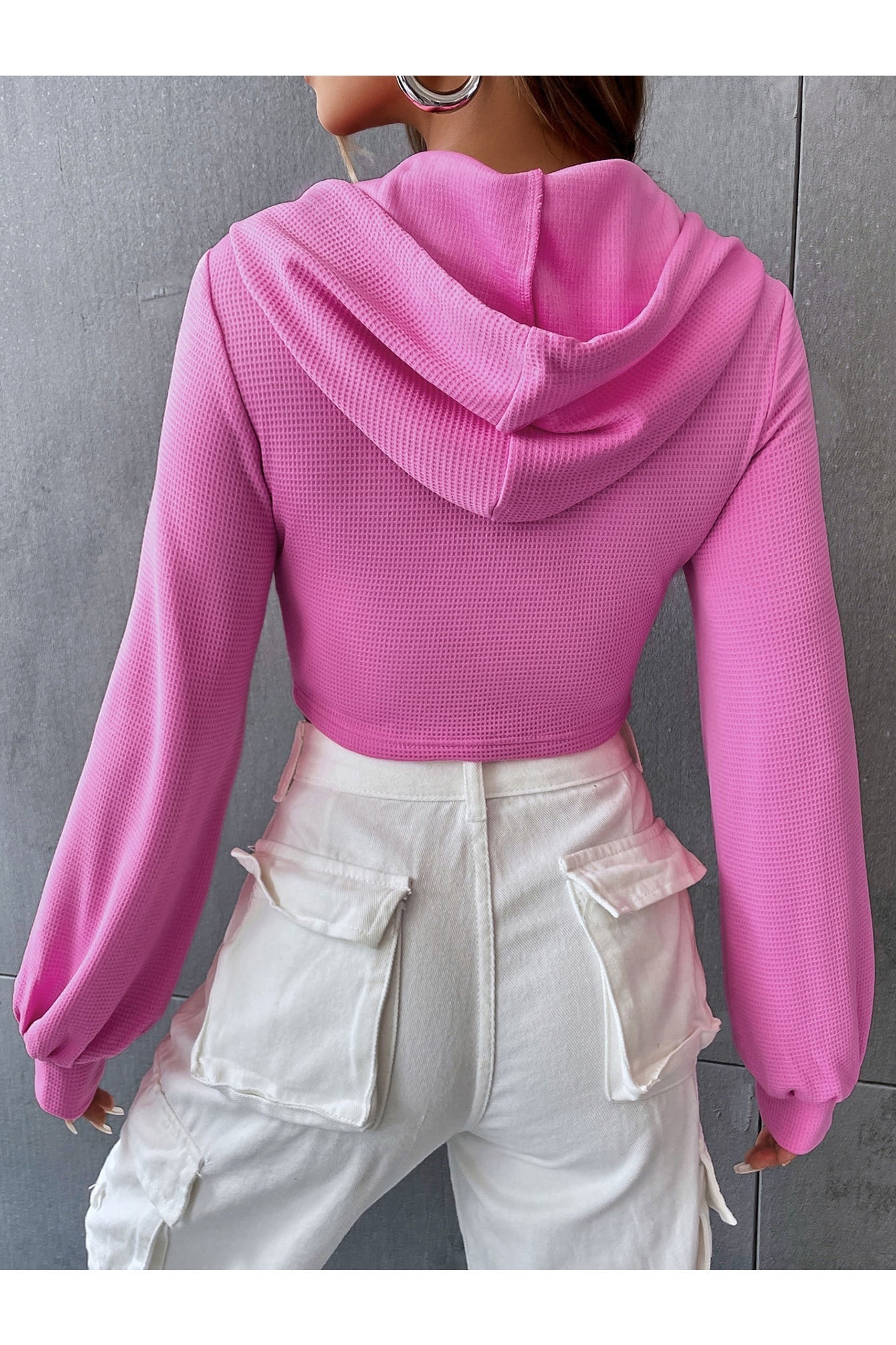 Buy Shein EZwear Solid Cutout Hanky Hem 2 In 1 Drawstring Hoodie - Small in Pakistan