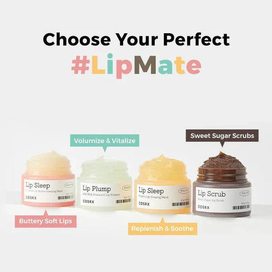 COSRX Lip Care Set – 4-Piece Lip Sleeping Mask, Lip Plumper & Sugar Scrub | 20g Each