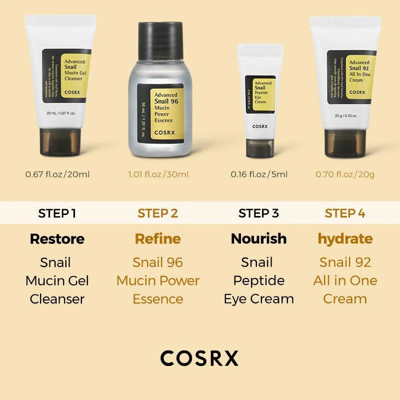 COSRX All About Snail Trial Kit 4 Pcs | Snail Mucin Korean Skincare Set
