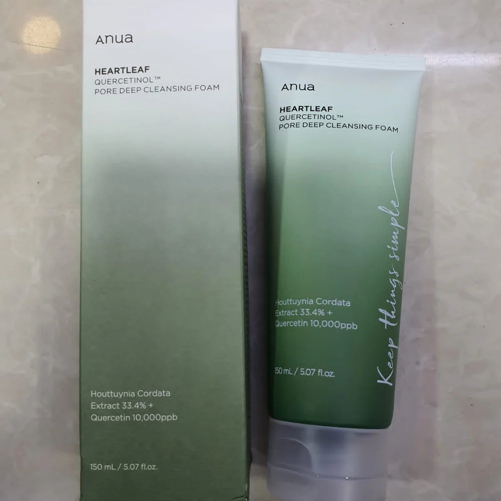 Anua Heartleaf Quercetinol™ Pore Deep Cleansing Foam – 150ml | Deep Pore, Sebum & Soothing Facial Cleanser