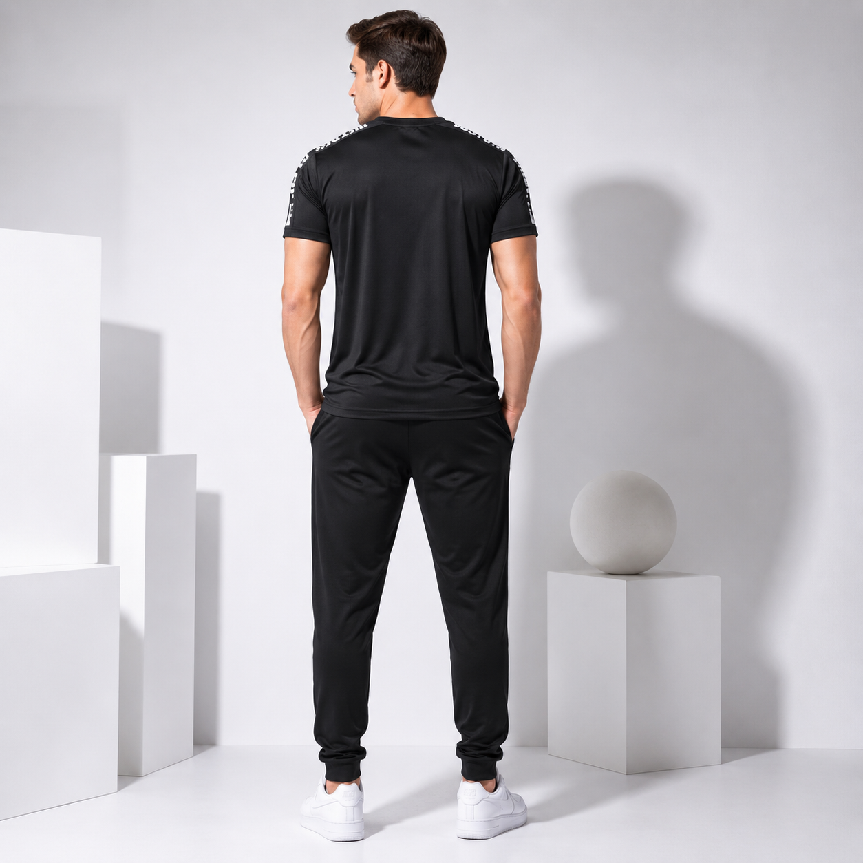 Men's Black "Just Do It" Summer Tracksuit – Activewear T-Shirt & Trouser Set