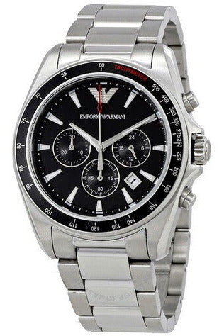 Buy Emporio Armani Men’s Chronograph Quartz Stainless Steel Black Dial 44mm Watch 6098 in Pakistan