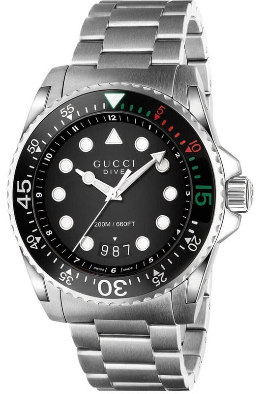 Buy Gucci Men's Swiss Made Quartz Stainless Steel Black Dial 45mm Watch YA136218 in Pakistan