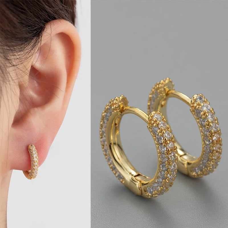 Buy Orb & Gravel Gold Plated Cz Hoop in Pakistan