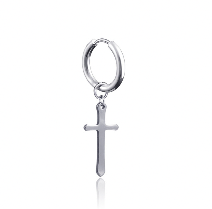Buy Orb & Gravel Cross Thin Dainty Hoops Pair in Pakistan