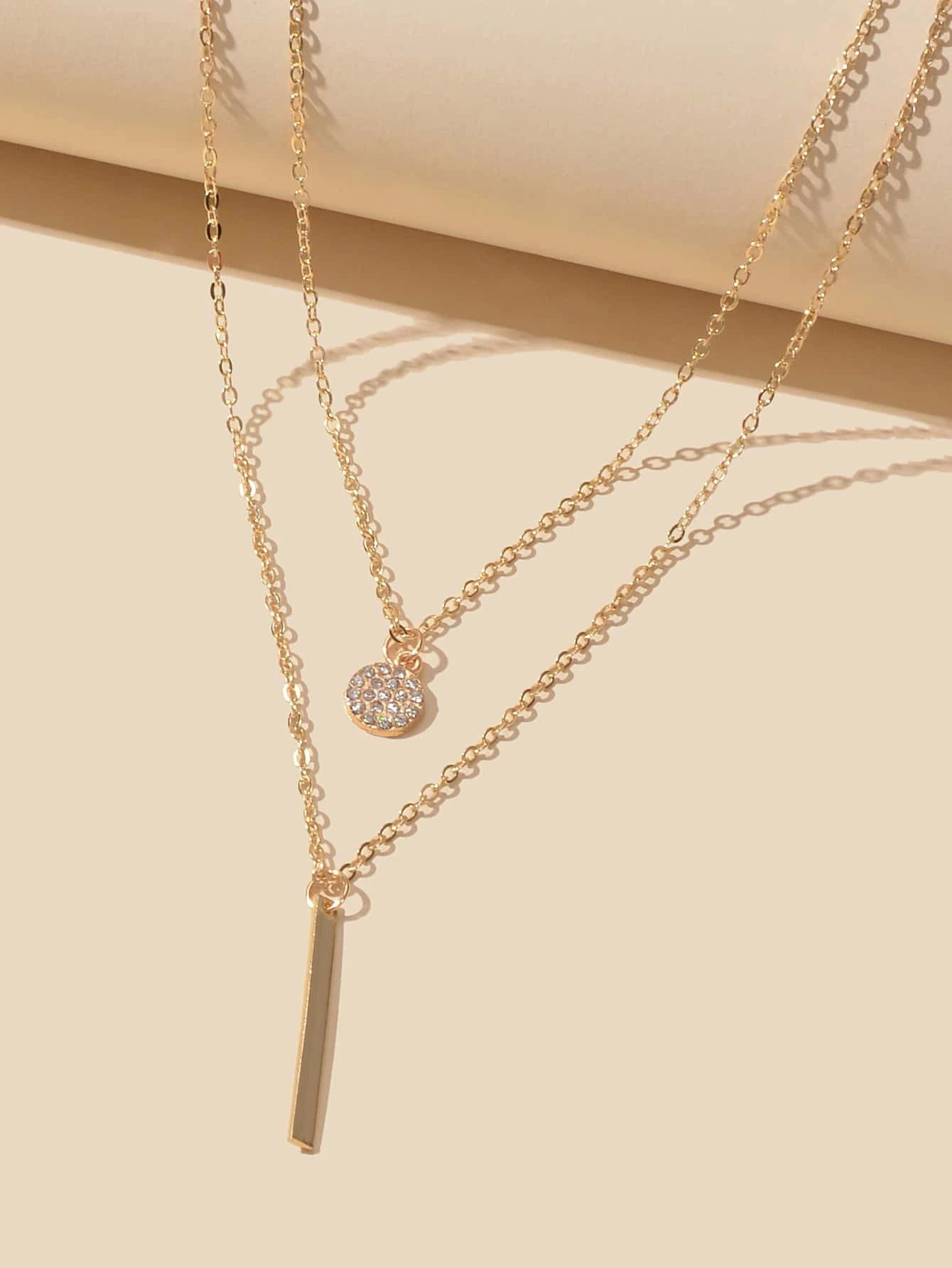 Buy Shein Rhinestone Round Charm Necklace in Pakistan