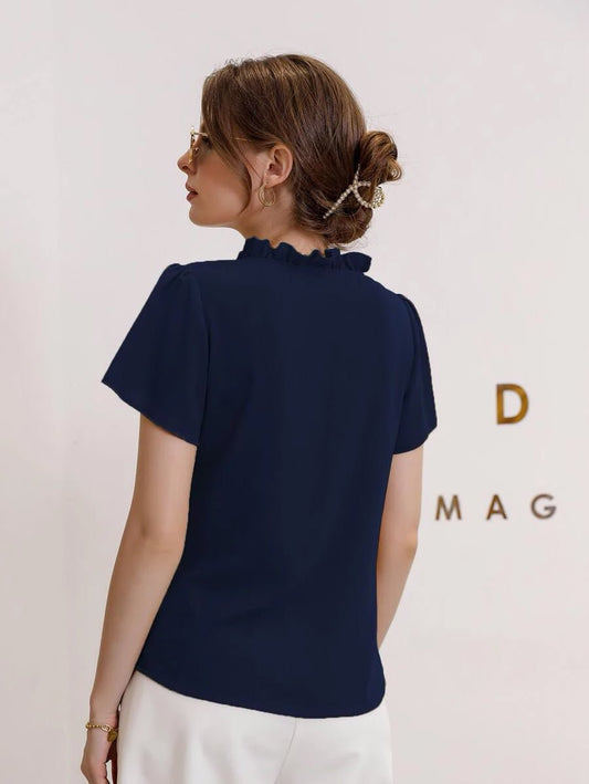 Buy Shein Tie Neck Puff Sleeve Blouse in Pakistan