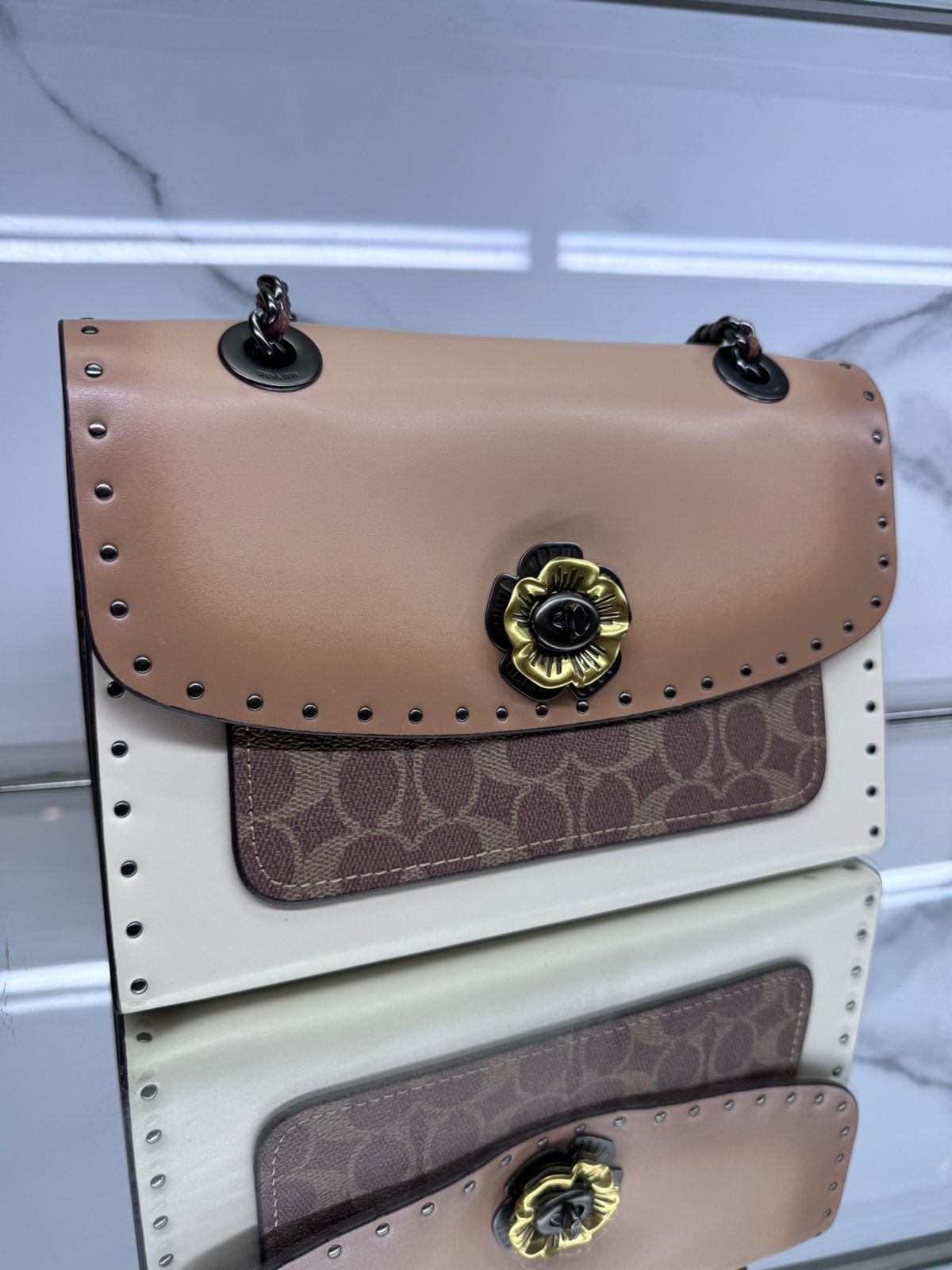 Buy Coach Parker Monogram Shoulder Bag - Tan Brown in Pakistan