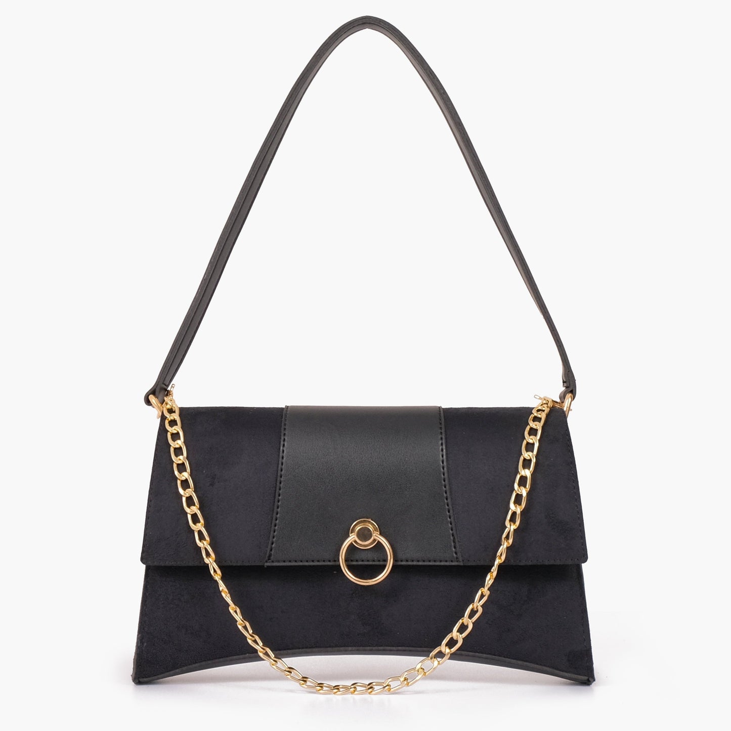 Buy Suede Buckle Envelope Bag - Black in Pakistan
