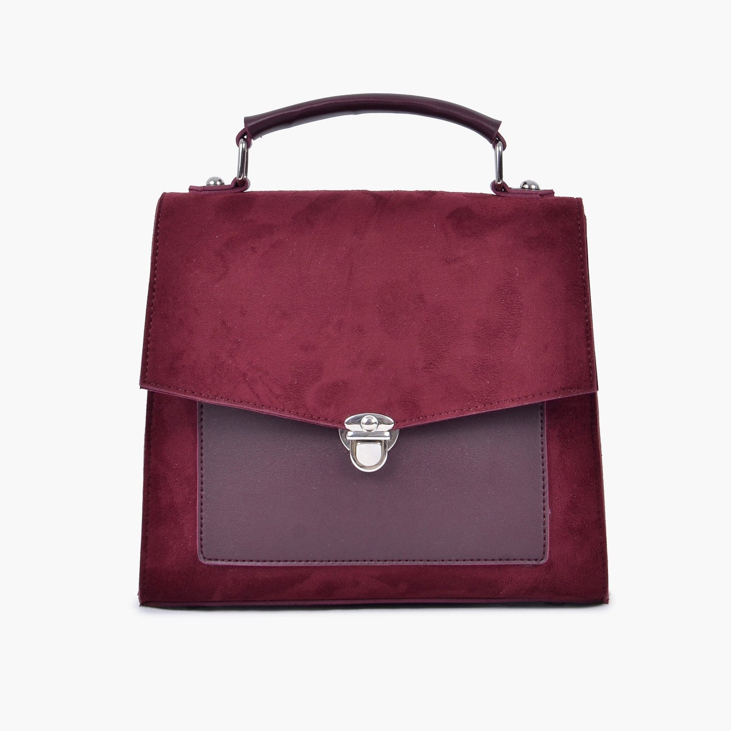 Buy Suede Push Lock Messenger Bag - Burgundy in Pakistan
