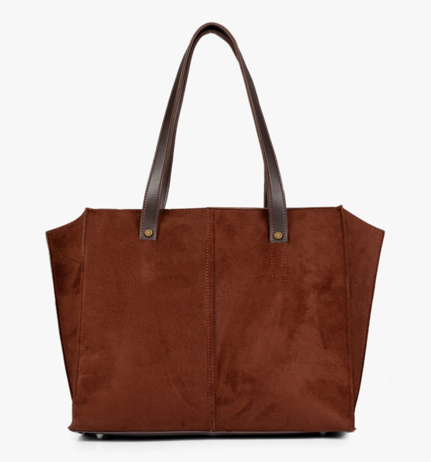 Buy Suede Over The Shoulder Tote Bag - Dark Brown in Pakistan