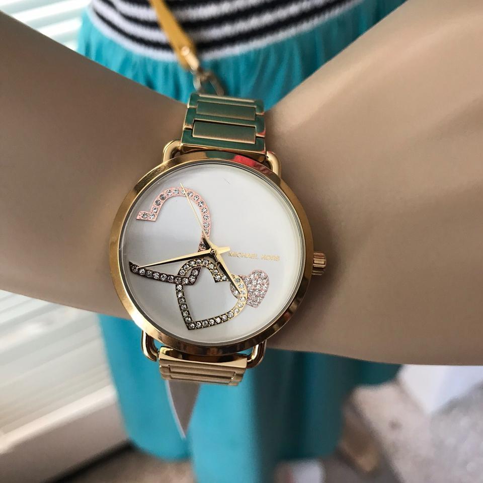 Buy Michael Kors Portia Gold Hearts White Dial Gold Stainless Steel Strap Womens Watch - MK3824 in Pakistan