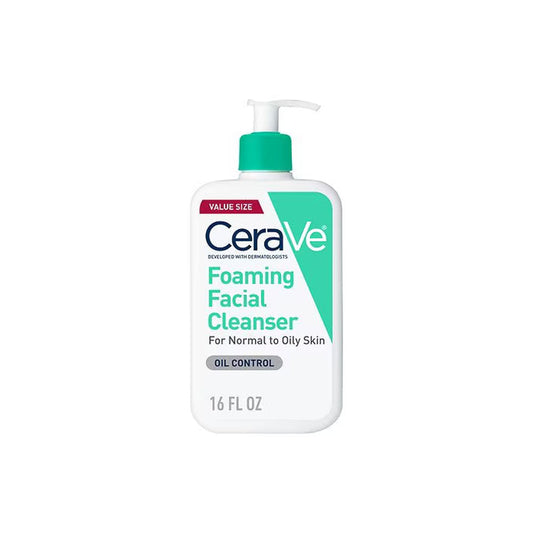 CeraVe foaming facial cleanser bottle on a white background