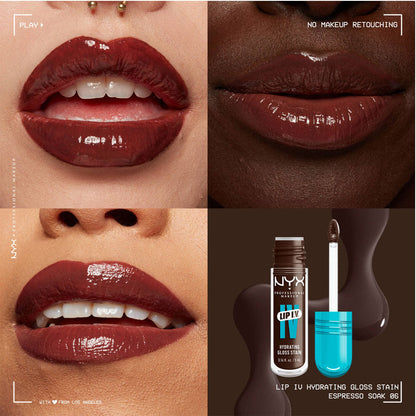NYX- Lip I.V. Hydrating Lip Gloss Stain- 06 Espresso Soak