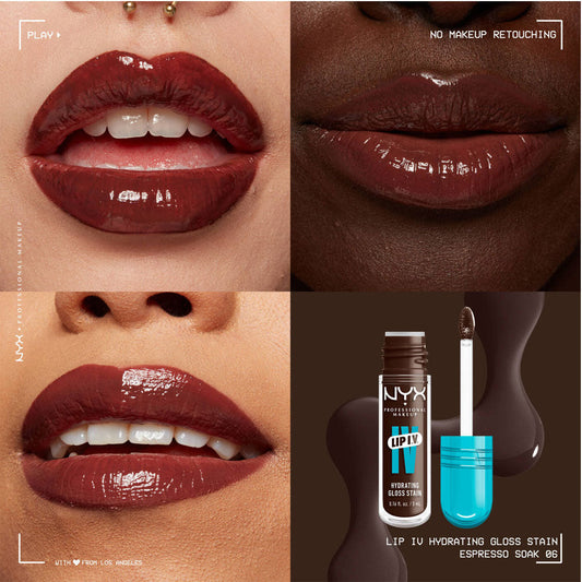 NYX- Lip I.V. Hydrating Lip Gloss Stain- 06 Espresso Soak