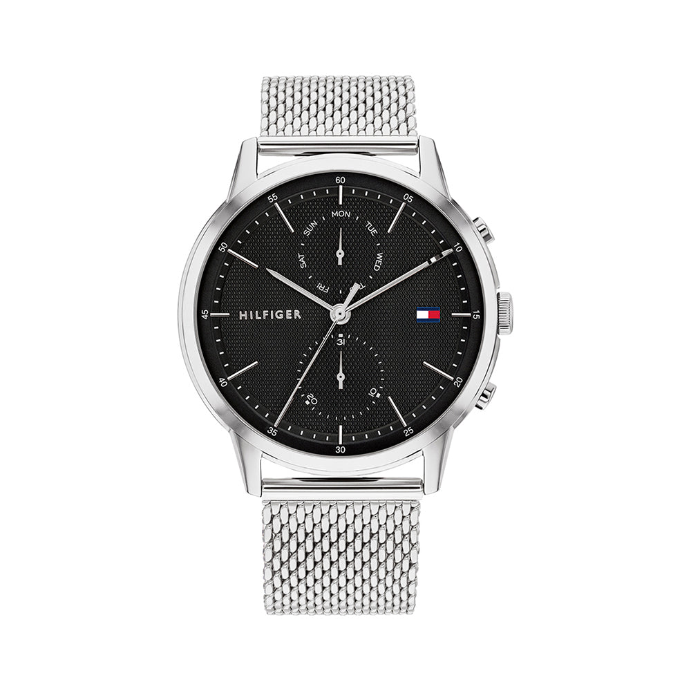 Buy Tommy Hilfiger Easton Black Dial Silver Mesh Bracelet Watch for Men - 1710433 in Pakistan