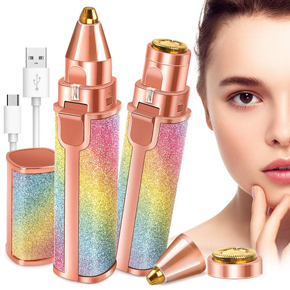 Buy Facial Beauty - 2 In 1 Rechargeable Electric Eyebrow Trimmer + Body Facial Hair Removal in Pakistan