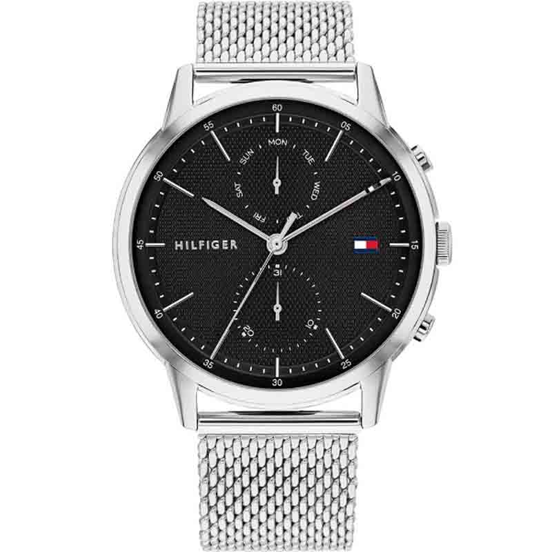 Buy Tommy Hilfiger Easton Black Dial Silver Mesh Bracelet Watch for Men - 1710433 in Pakistan