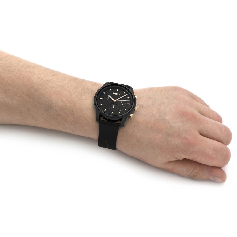 Buy Hugo Boss Men's Chronograph With Black Dial Leather Strap Watch 1514003 in Pakistan