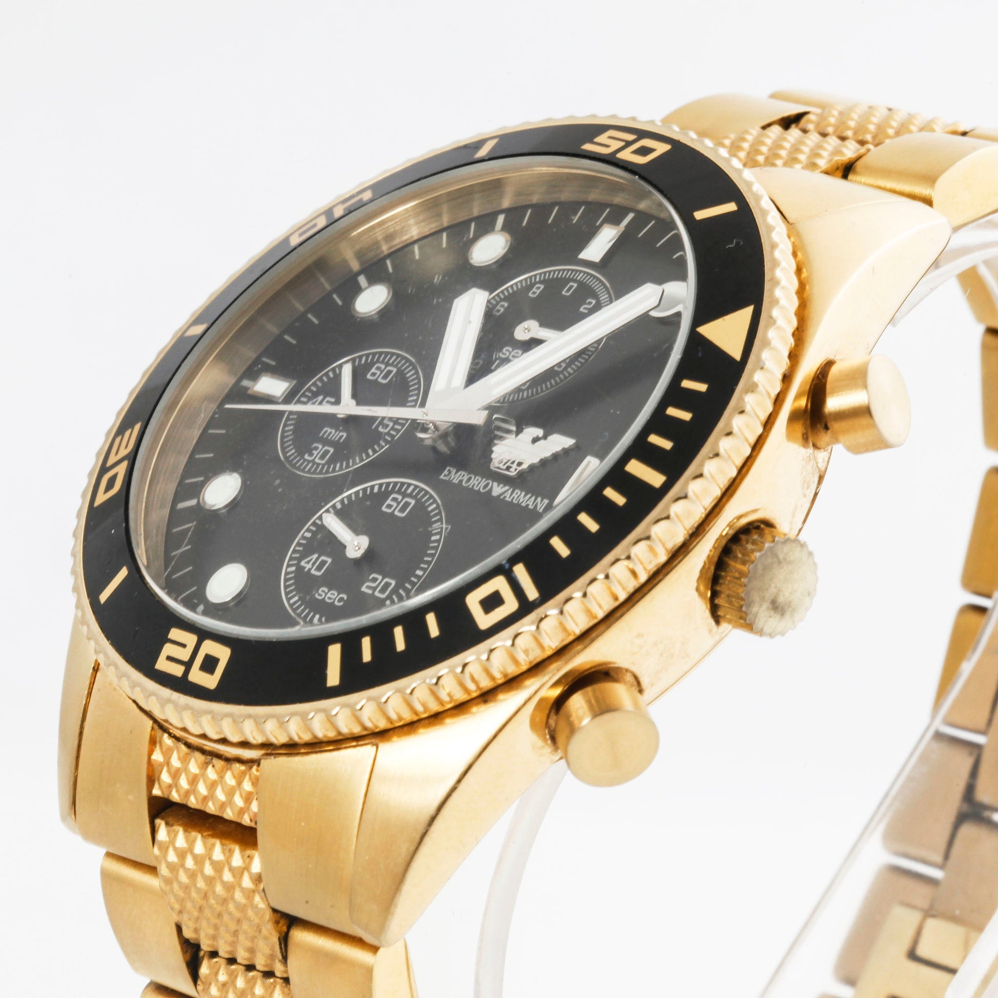 Buy Emporio Armani Black Dial Gold Steel Strap Watch for Men - AR5857 in Pakistan