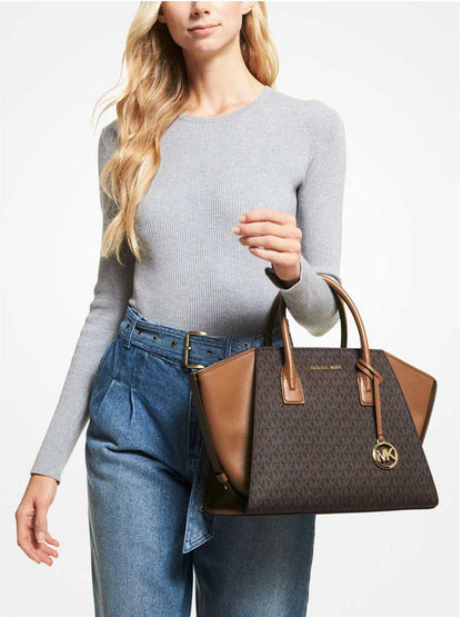 Buy Michael Kors Signature Coated Canvas and Leather Avril Satchel Bag Large in Pakistan