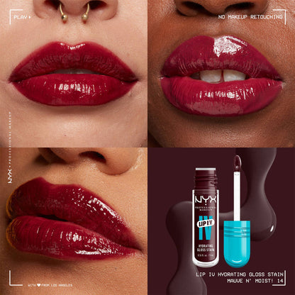 NYX- Lip I.V. Hydrating Lip Gloss Stain- 14 Mauve N Miost