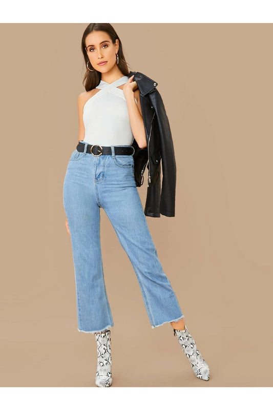 Buy SHEIN BAE Form-Fitting Crisscross Halter Top in Pakistan
