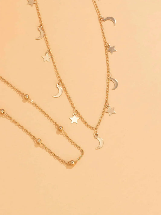 Buy Shein 2pcs Star Moon Charm Necklace in Pakistan