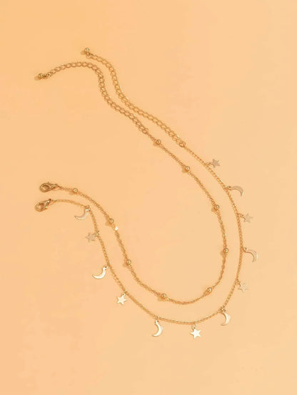 Buy Shein 2pcs Star Moon Charm Necklace in Pakistan