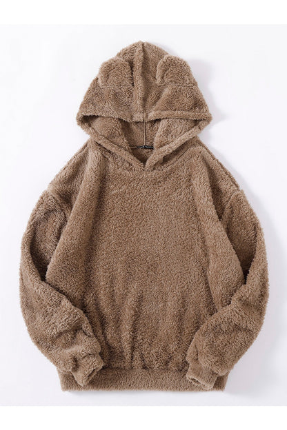 Buy Shein Drop Shoulder 3D Ear Teddy Hoodie- Small in Pakistan