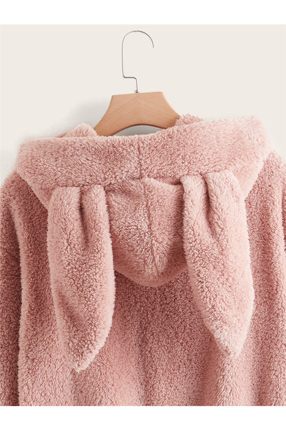 Buy Shein EZwear Drop Shoulder 3D Ears Design Teddy Hoodie - Small in Pakistan
