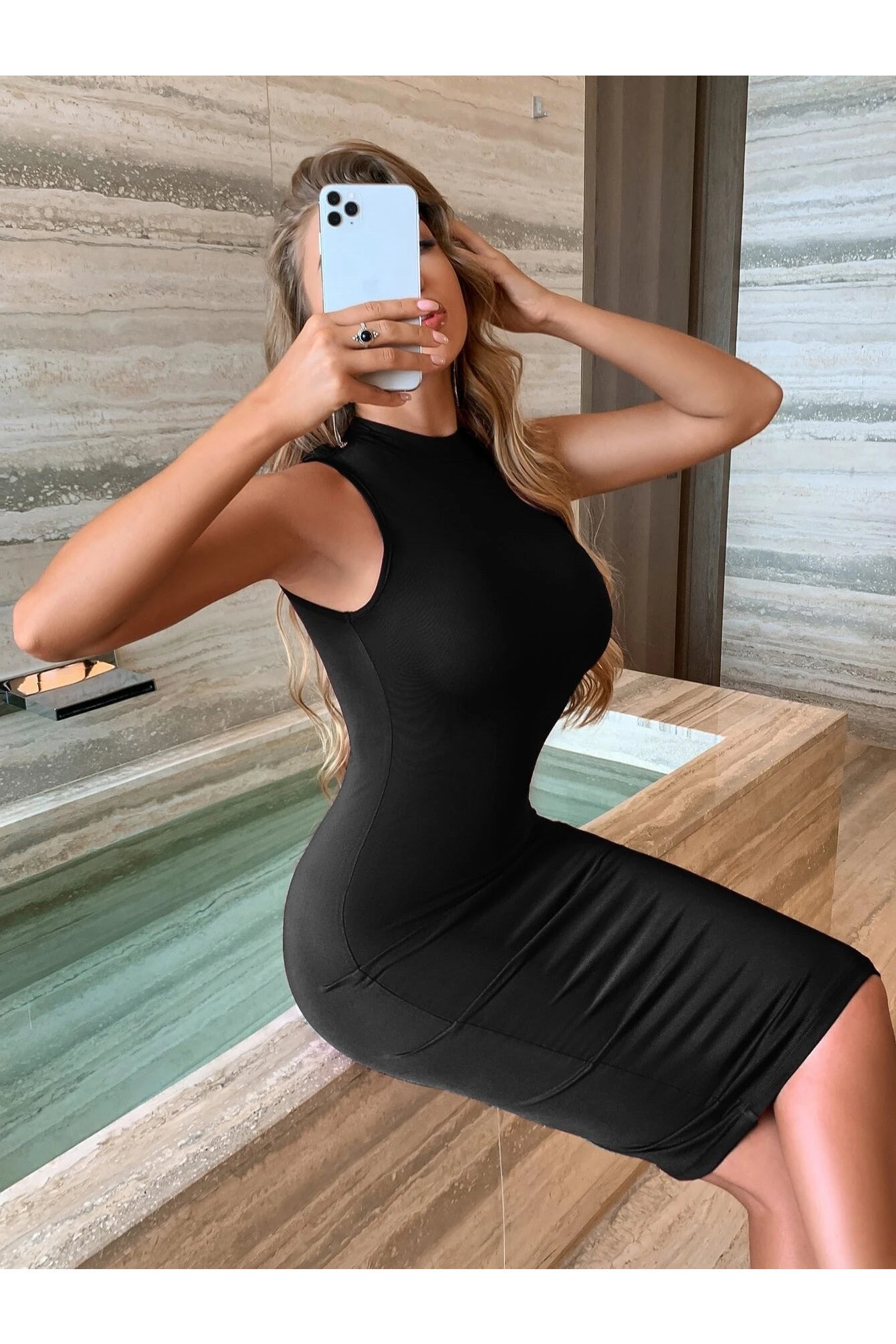 Buy SHEIN SXY Mock Neck Bodycon Tank Dress in Pakistan