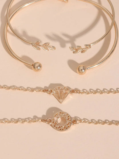 Buy Shein 4pcs Leaf & Knot Decor Bracelet in Pakistan