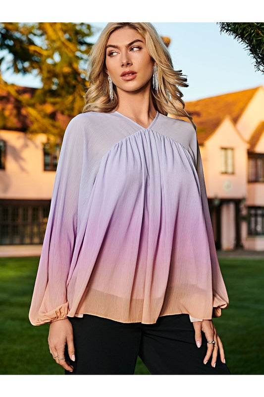 Buy Shein Ombre Bishop Sleeve Blouse - Small in Pakistan