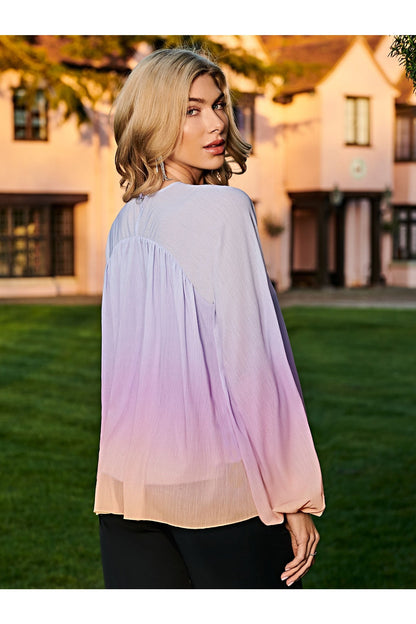 Buy Shein Ombre Bishop Sleeve Blouse - Small in Pakistan