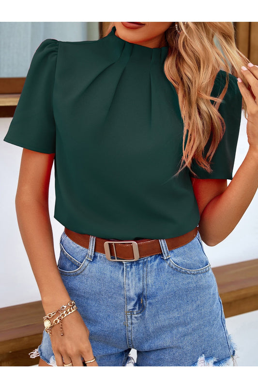 Buy Shein Mock Neck Keyhole Back Blouse- Small in Pakistan