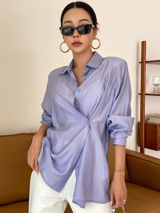 Buy Shein DAZY Solid Button Front Shirt - Small in Pakistan