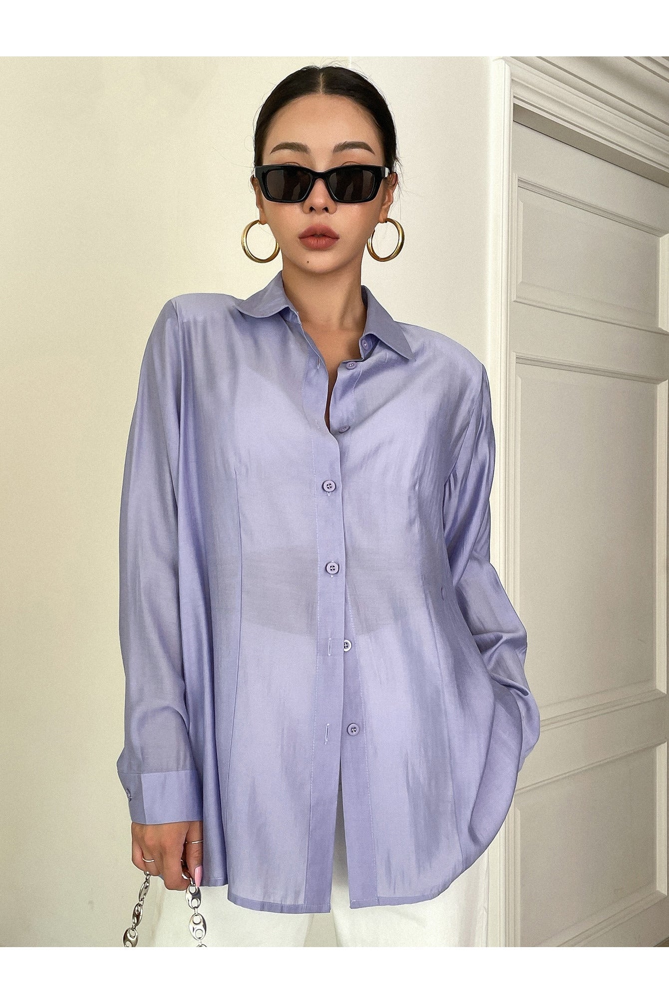 Buy Shein DAZY Solid Button Front Shirt - Small in Pakistan