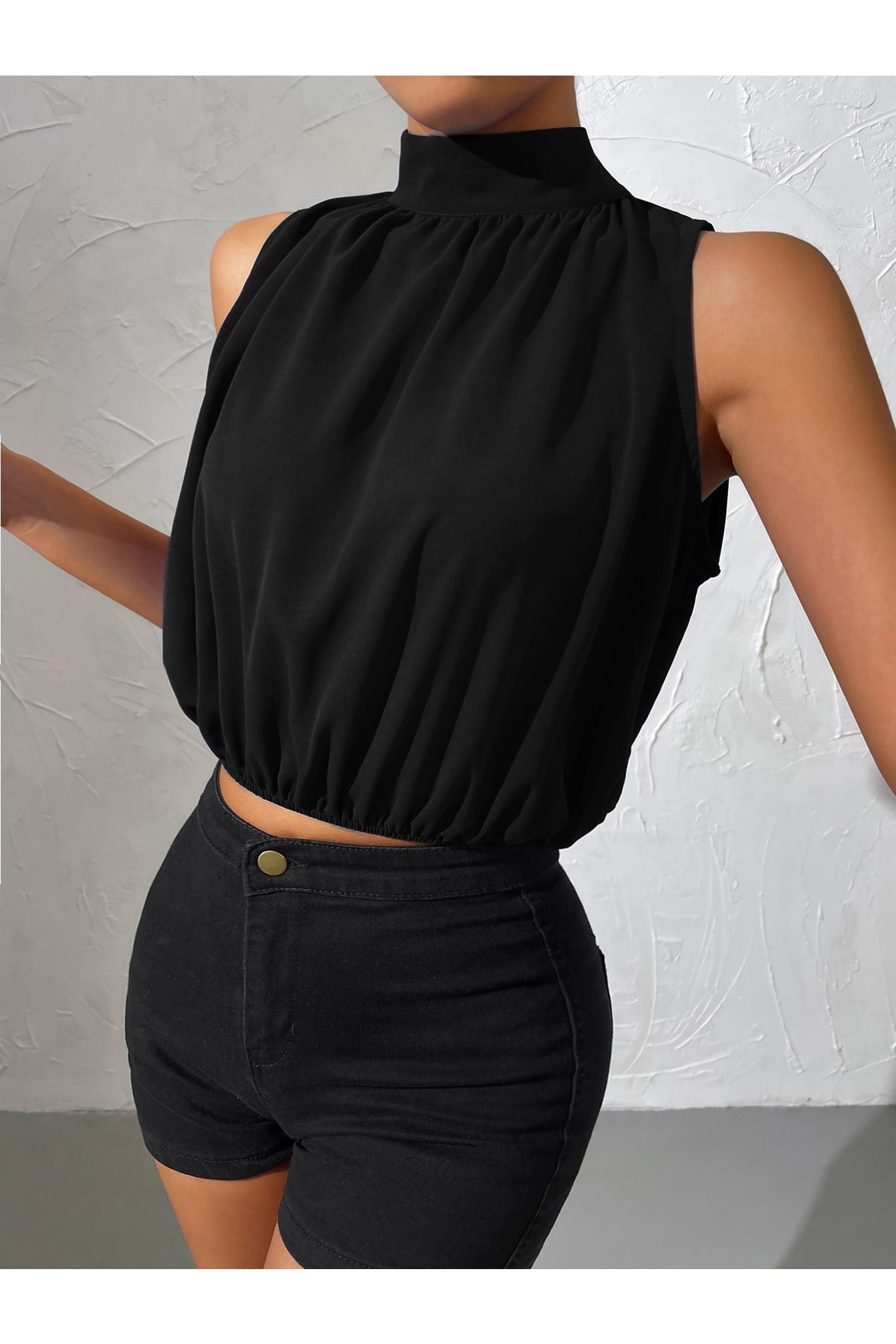 Buy Shein Tie Back Solid Sleeveless Blouse - Small in Pakistan