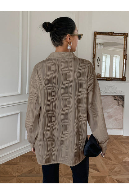 Buy Shein DAZY Textured Drop Shoulder Button Front Shirt - Small in Pakistan