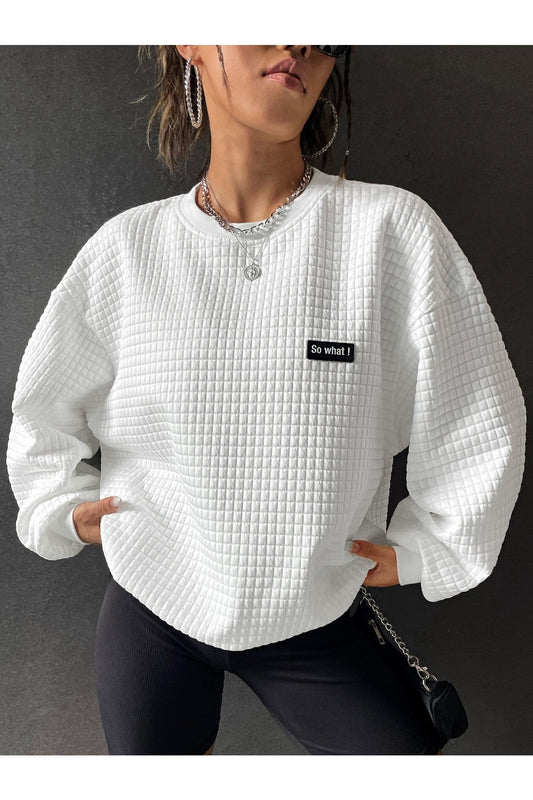 Buy Shein EZwear Letter Patched Drop Shoulder Sweatshirt - Small in Pakistan