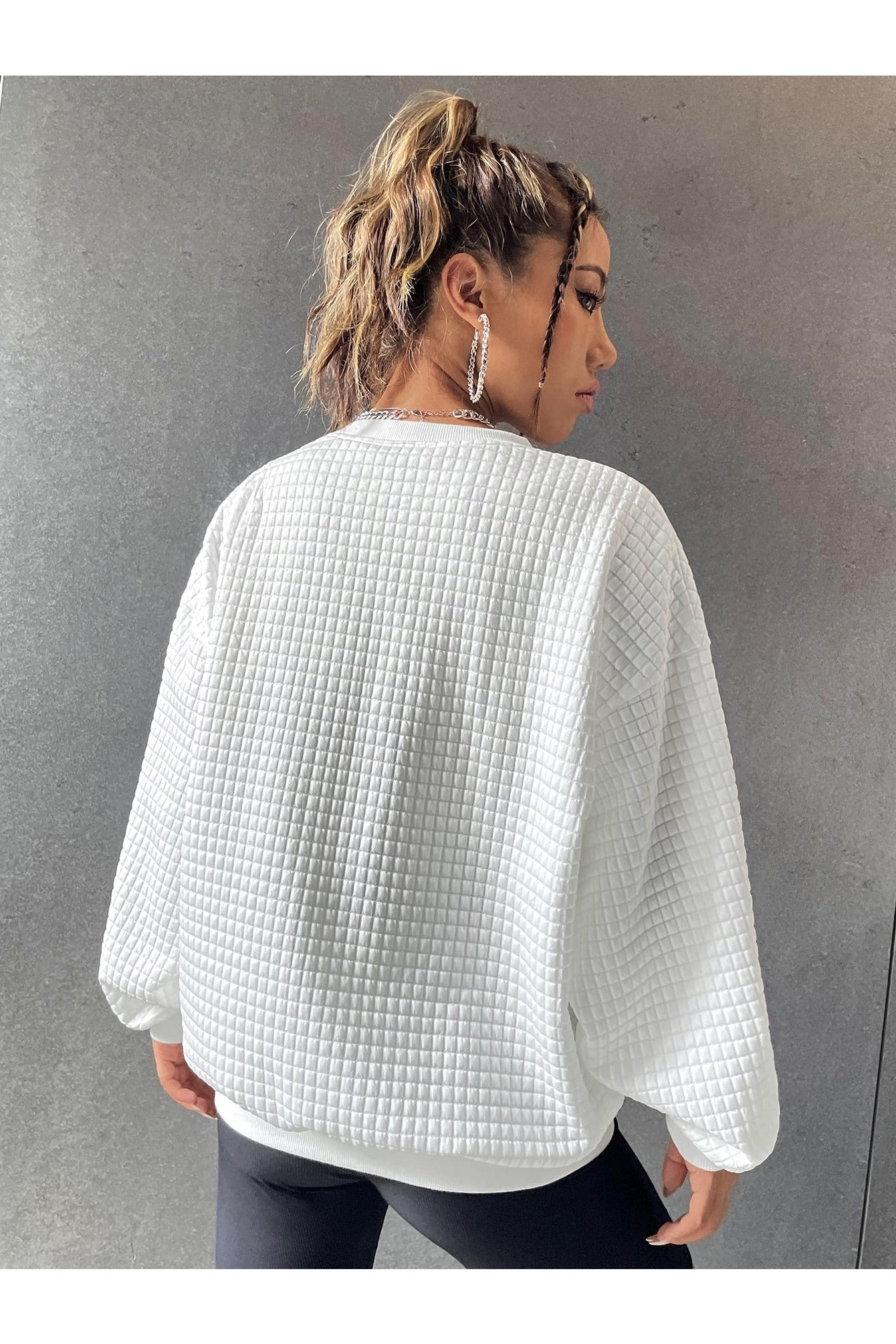 Buy Shein EZwear Letter Patched Drop Shoulder Sweatshirt - Small in Pakistan