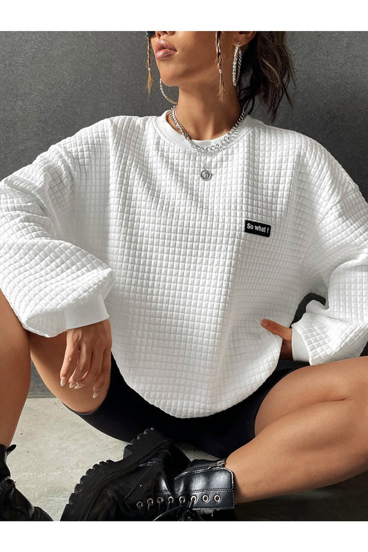 Buy Shein EZwear Letter Patched Drop Shoulder Sweatshirt - Small in Pakistan