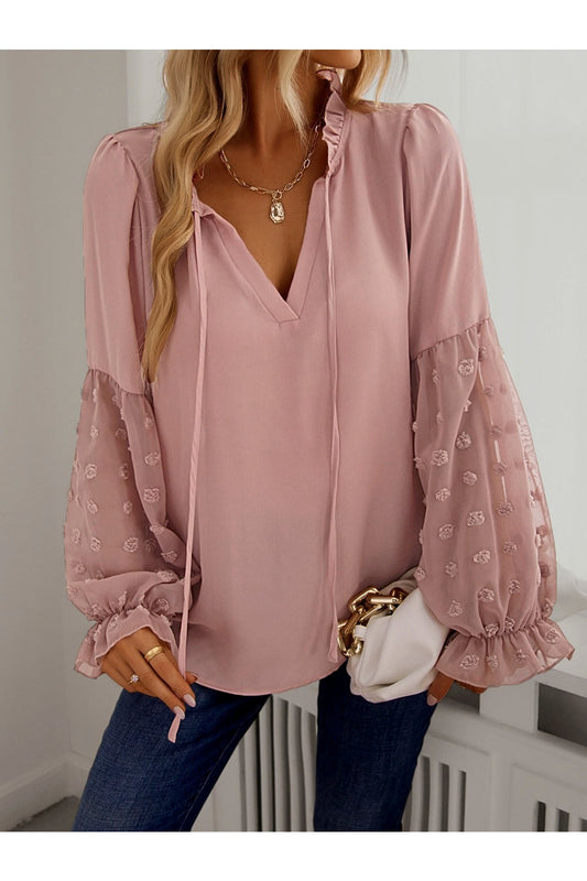 Buy Shein Swiss Dot Frill Trim Blouse - Small in Pakistan
