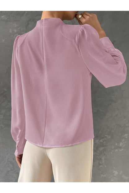 Buy Shein BIZwear Bishop Sleeve Draped Front Blouse - Small in Pakistan