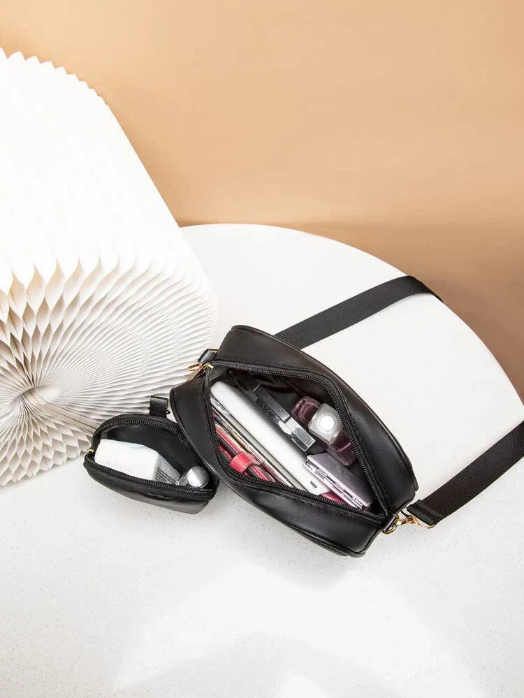 Buy - Chevron Quilted Square Bag With Coin Purse ~ Black in Pakistan