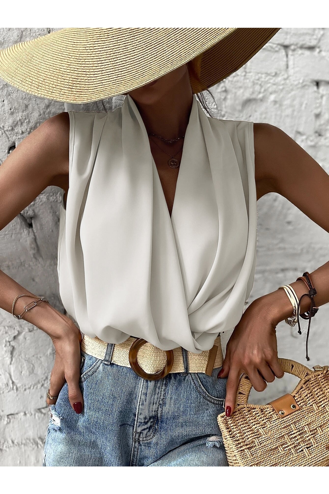 Buy Shein Wrap Front Sleeveless Blouse - Small in Pakistan