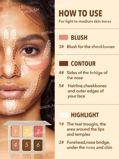 SHEGLAM STEREO FACE SIX COLOR  PALETTE